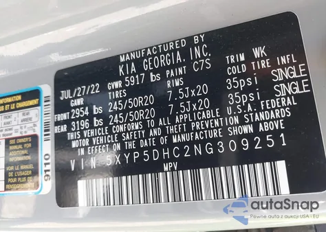 2022 Kia Telluride Sx from USA, damaged, VIN 5XYP5DHC2NG309251